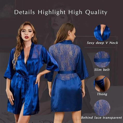 US Sexy Lingerie Women Lace Bath Robe Dress Babydoll Nightgown Kimono Pajamas EBay