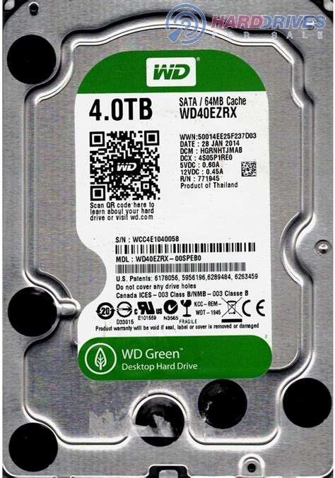 WD40EZRX-00SPEB0 Western Digital 4TB DCM: HGRNHTJMAB