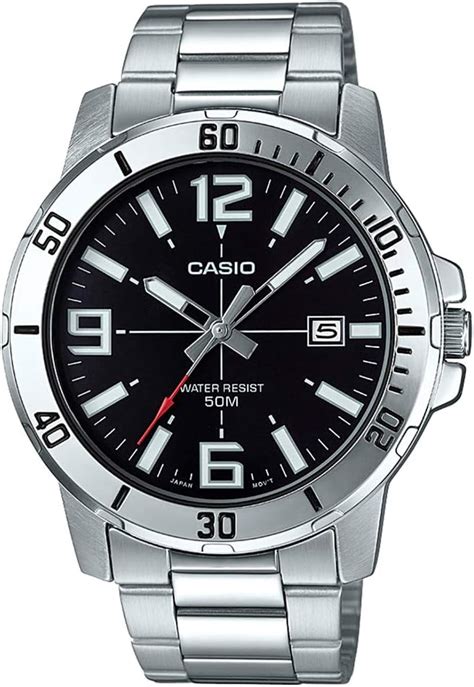 Casio Men S Watch Mtp Vd D Bvudf Black Dial Silver Band Buy