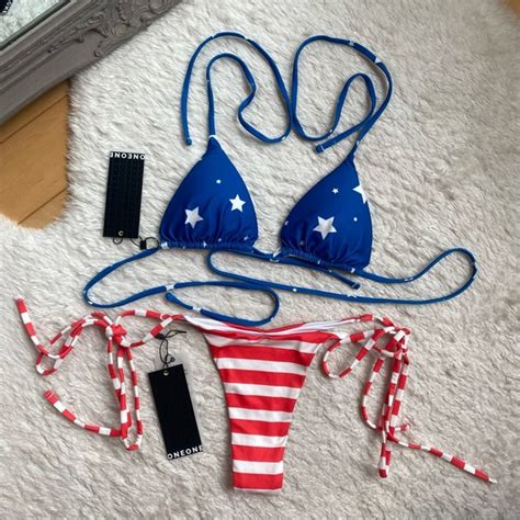 Oneone Swimwear Swim Nwt Oneone Swimwear Bikini Set Rare Freedom Americana Usa Ariel Skimpy
