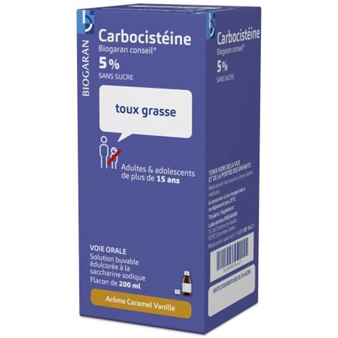 Carbocisteine Adulte 5 Biogaran 200ml Toux Grasse E Pharmacie