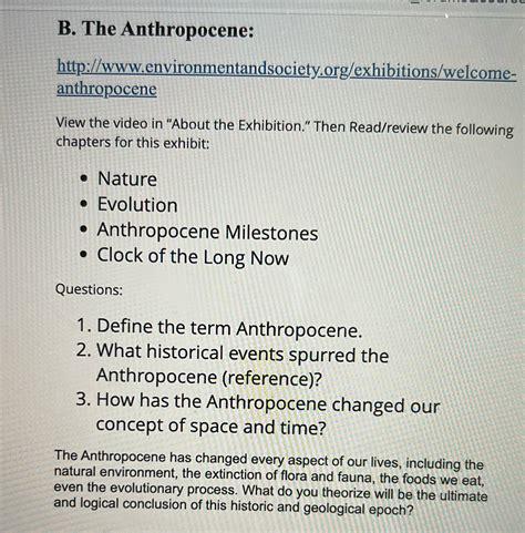 [Solved] B. The Anthropocene:... | Course Hero