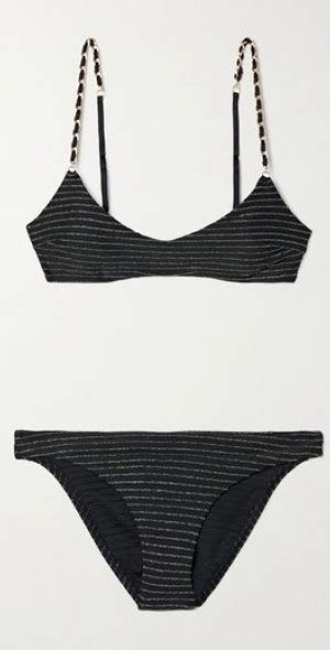 ZIMMERMANN Waverly Chain Embellished Metallic Striped Bikini