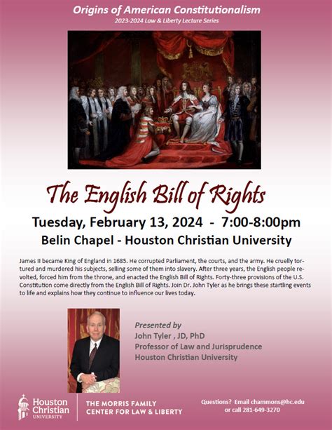 The English Bill Of Rights Lecture Series Houston Christian University