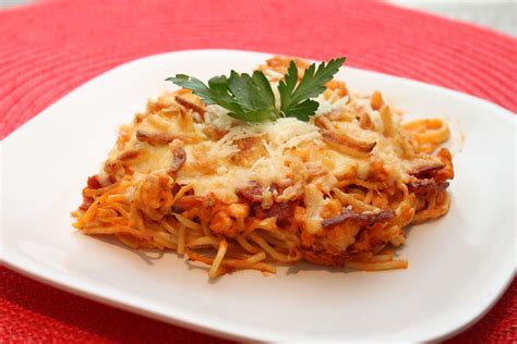 A Bowl Of Creativity Baked Spaghetti With A Cream Cheese Tomato Sauce