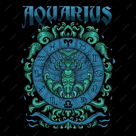 Premium Vector Aquarius Zodiac With Ornament Frame