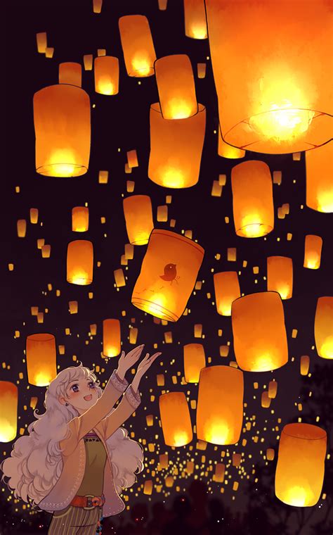 Anime Sky Lantern Cat Night Scenery 4K Wallpaper, 55% OFF