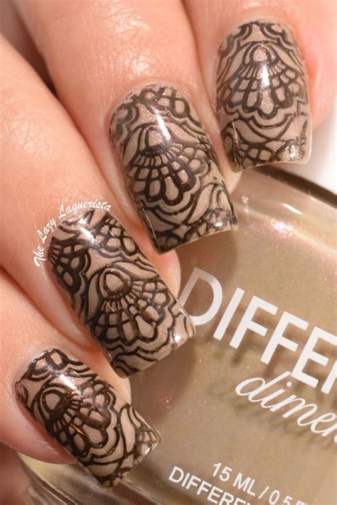 Manicure Manifesto Nude And Black Lace Stamping Nail Art