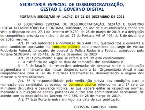 Concurso Prf Autorizada A Nomeação De 1 4 Mil Aprovados Direção