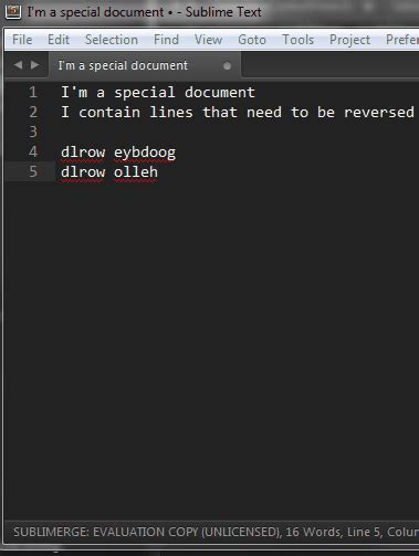 Sublimetext Reverse All Line Of Text In Sublime Text Stack Overflow