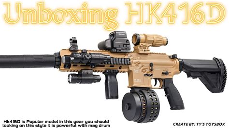 Unbox Hk416d Water Ball Bullet Gel Blaster Toy Gun Electric Outdoor