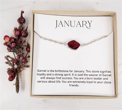 January Birthstone Necklace Garnet Silver Necklace January | Etsy