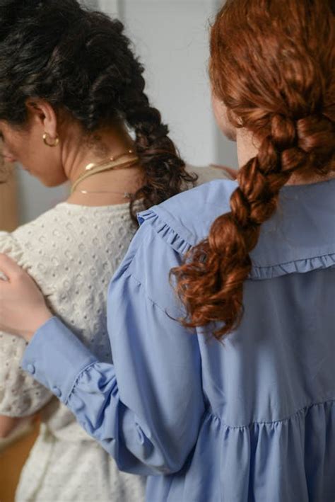 women  braided hair  stock photo