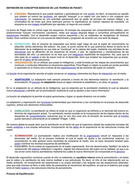 Definición de conceptos básicos de las teorías de piaget PDF