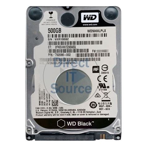 WD WD5000LPLX-60ZNTT1 - 500GB 7.2K SATA 6.0Gbps 2.5" 32MB Cache Hard Drive