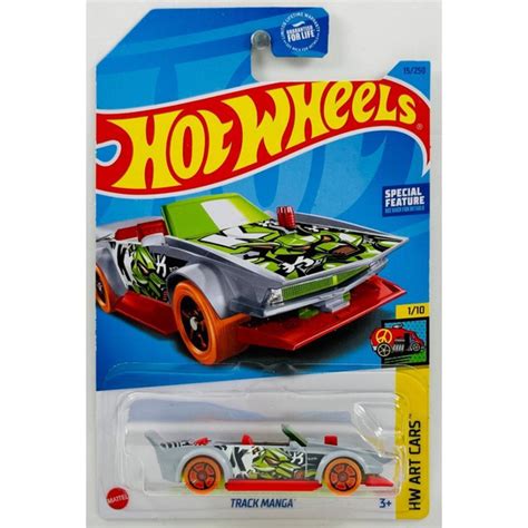 HKK Машинка игрушка Hot Wheels металлическая коллекционная TRACK MANGA серый салатовый