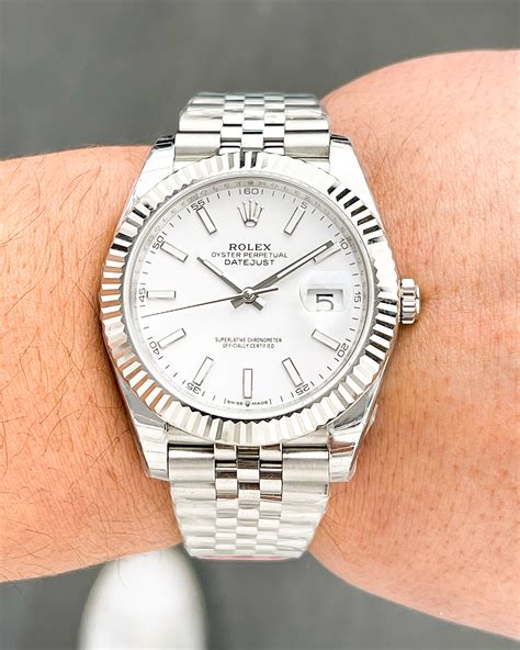 Rolex Datejust White Dial Fluted Bezel Jubilee