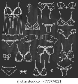 Hand Drawn Doodle Lingerie Icon Set Stock Vector Royalty Free Shutterstock