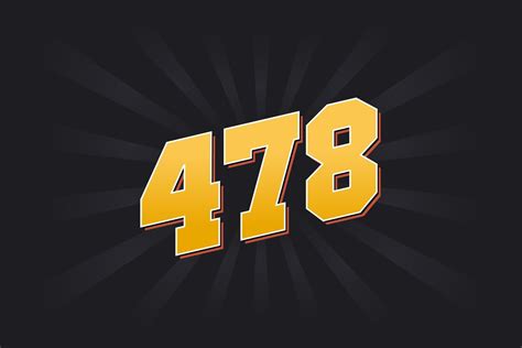 Number 478 vector font alphabet. Yellow 478 number with black ...