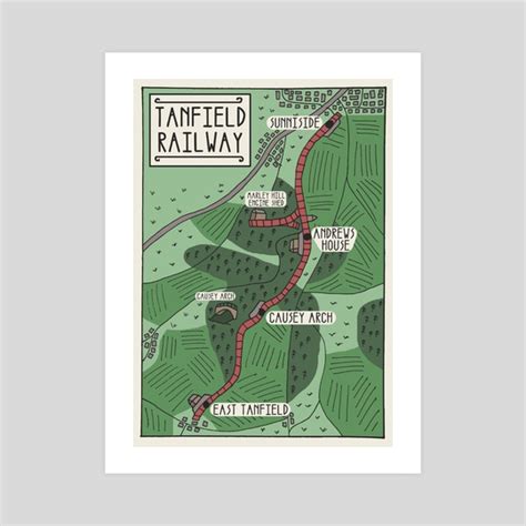 Tanfield Railway Illustrated Map, an art print by Harry Todhunter - INPRNT