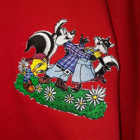 Vintage 90 S Pepe Le Pew And Penelope Pussycat Looney Tunes Red Sweatshirt 2x Etsy