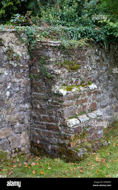 UK, England, Yorkshire. Buttress Reinforcing a Stone Wall Surrounding a ...