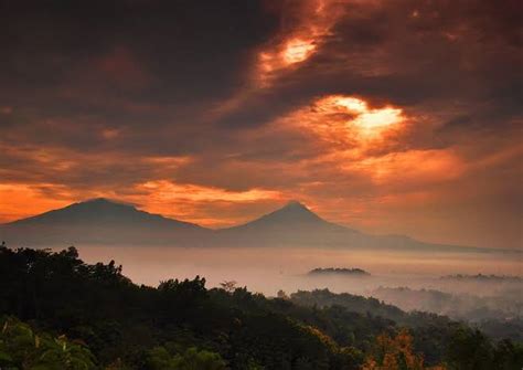 Punthuk Setumbu Sunrise Borobudur Temple The Rice Terraces And The