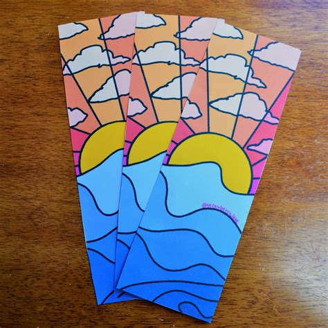 Sunset Waves Bookmark Etsy