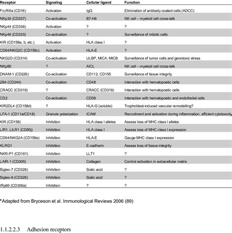 Specificity and signaling of human NK cell receptors* | Download Table