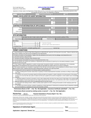 Fillable Online Application For Grading Permit City Of Lake Saint