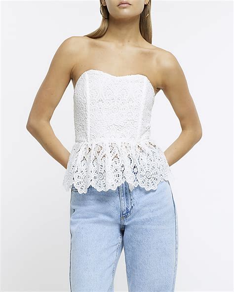 White Lace Corset Top River Island