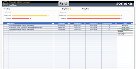 Personel İş Takip Excel Şablonu İş Takip Formu Örneği