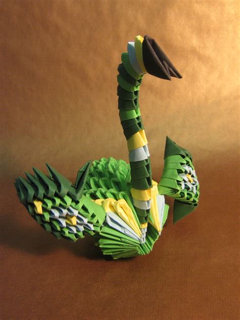 Green Swan 3d Origami By Aarrnnoo0123 On Deviantart