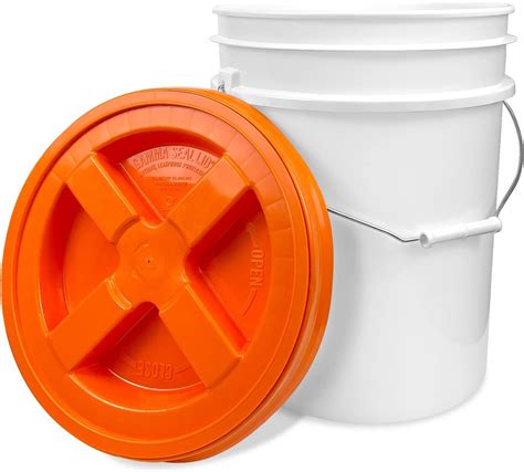 Amazon 5 Gallon White Bucket With Orange Gamma Seal Screw On