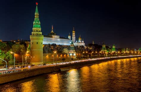 Moscow Kremlin At Night Stock Image Image Of Tide Attractions 54396677