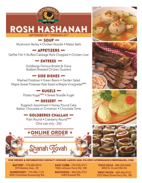 Rosh Hashanah 2022 Catering Goldbergs Fine Foods