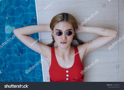Sexy Girl On Red Bikini Wearing Stock Photo Shutterstock