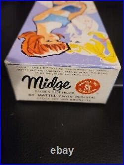Vintage Midge Barbies Friend Brunette WithOriginal Box Vintage Japan Doll