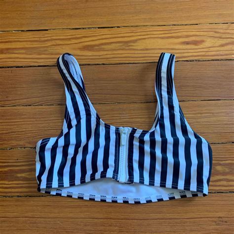 ASOS Southbeach Striped Zipper Bikini Top Like New Depop