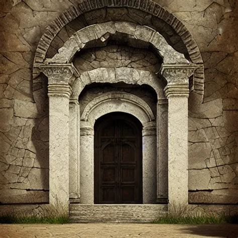 Krea Beautiful Matte Painting Of The Grand Ancient Stone Door