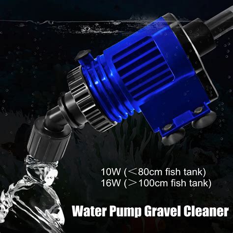 Aquarium Electric Vacuum Cleaner Gravel Fish Tank Water Pump 10W/16W ...