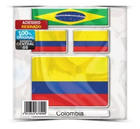 Kit Adesivos Bandeira Colombia Brasil Resinado Parcelamento Sem Juros