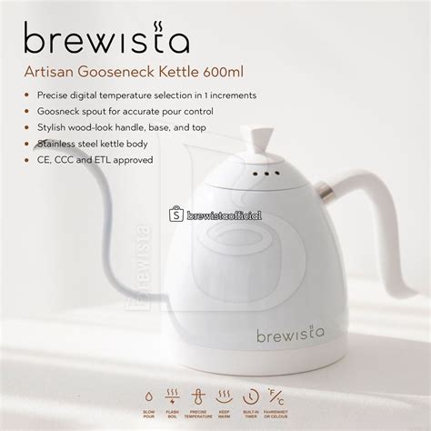 Jual Brewista Gooseneck Kettle Artisan Ml Electric Full White