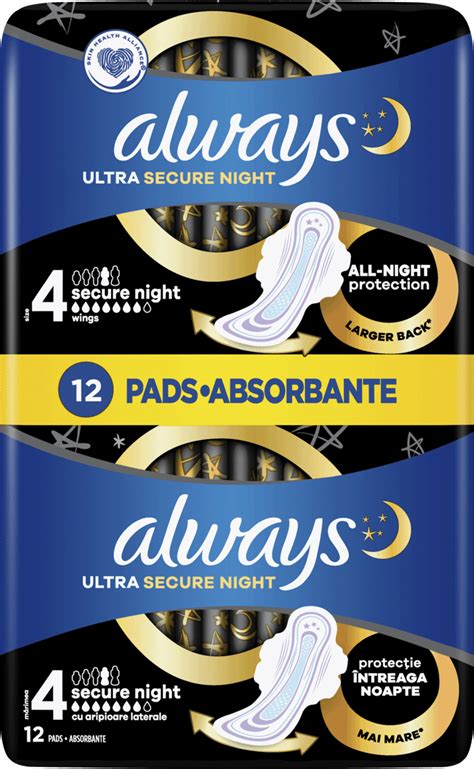 Always Ultra Secure Night Podpaski Higieniczne Ze Skrzyde Kami Night