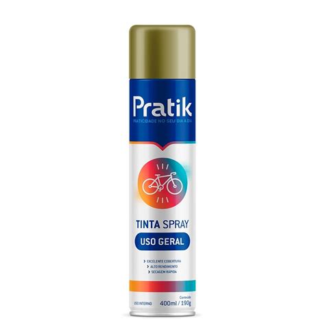 Tinta Spray Pratik Uso Geral Dourado 400ml eFácil