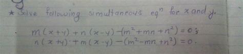 Solve For X And Y Mx Ny M 2 N 2 X Y 2n