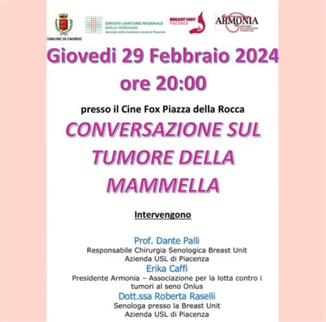 Conversazione Sul Tumore Della Mammella A Caorso Cura E Prevenzione