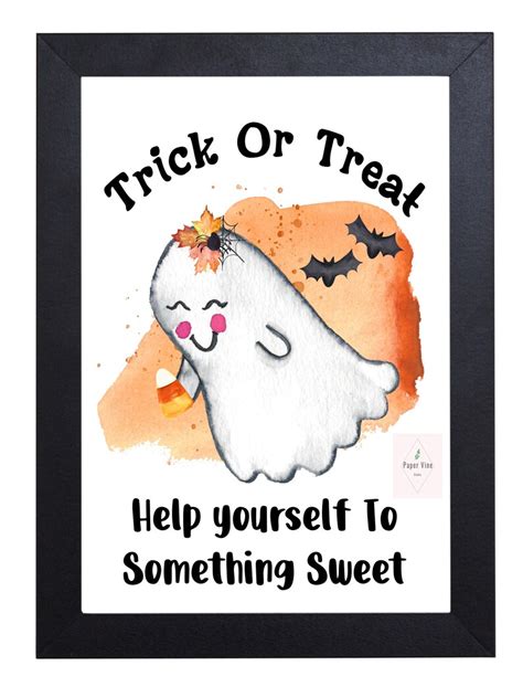 Trick Or Treat Printable Sign Halloween Candy Bowl Print Halloween