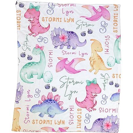 Amazon Hapaku Personalized Dinosaur Blanket For Girls Customized