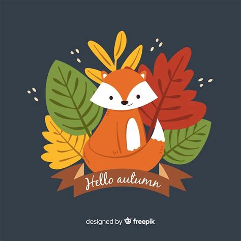 Premium Vector | Cute autumn background with animals